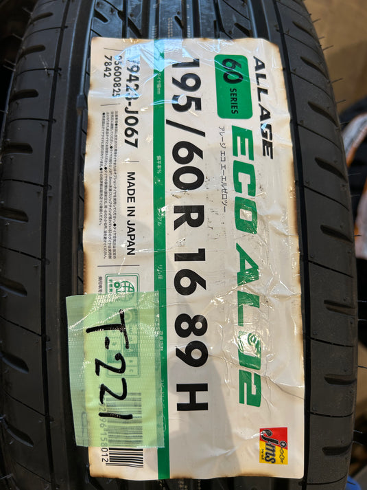 T-221海外製ECO AL02　ALLAGE195/60Ｒ16 夏タイヤ
