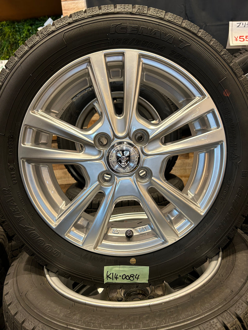ギャラリービューアに画像をロードする, K14-0084グッドイヤーｱｲｽﾅﾋﾞ7155/65Ｒ14スタッドレス
